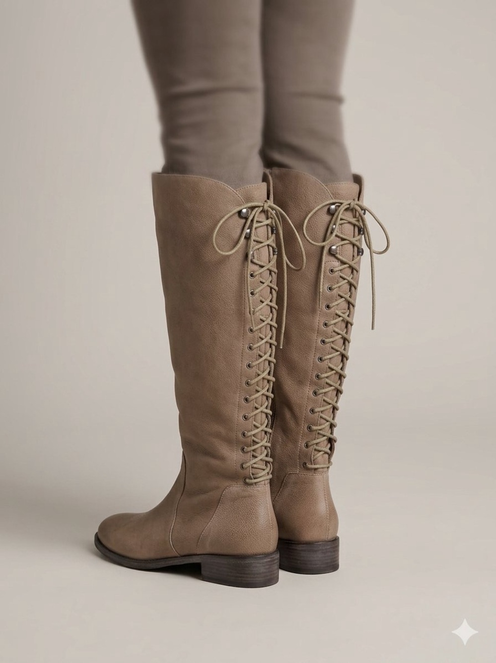 NWOT Joie Taupe Leather Tall Lace-Up Boots – Size 9 – Never Worn